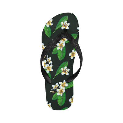 White Plumeria Pattern Print Design PM023 Flip Flops-JorJune