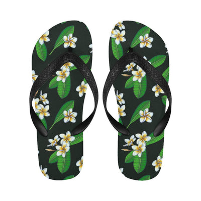 White Plumeria Pattern Print Design PM023 Flip Flops-JorJune