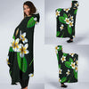 White Plumeria Pattern Print Design PM023 Hooded Blanket-JORJUNE.COM