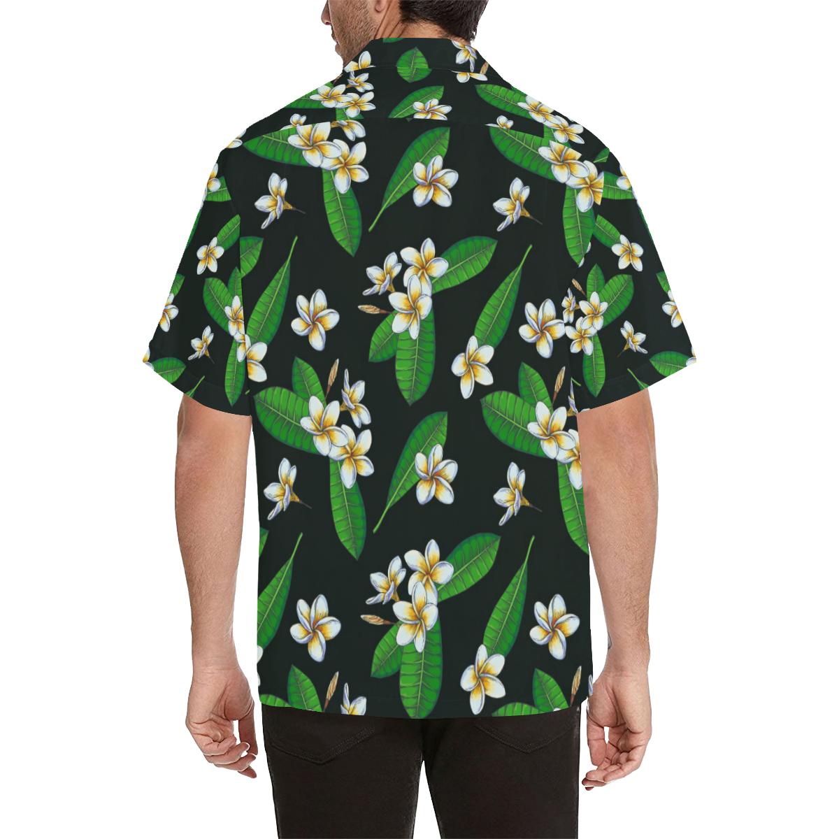 White Plumeria Pattern Print Design PM023 Men Hawaiian Shirt-JorJune