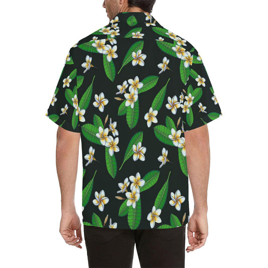 White Plumeria Pattern Print Design PM023 Men Hawaiian Shirt-JorJune