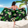 White Plumeria Pattern Print Design PM023 Sarong Pareo Wrap-JORJUNE.COM