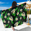 White Plumeria Pattern Print Design PM023 Sarong Pareo Wrap-JORJUNE.COM