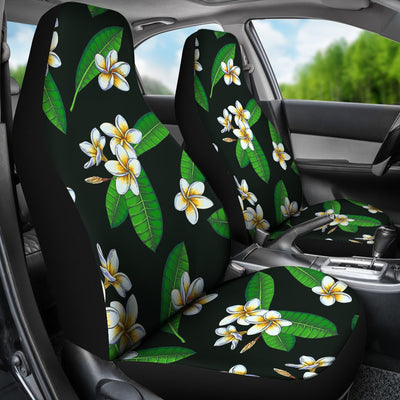 White Plumeria Pattern Print Design PM023 Universal Fit Car Seat Covers-JorJune