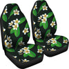 White Plumeria Pattern Print Design PM023 Universal Fit Car Seat Covers-JorJune