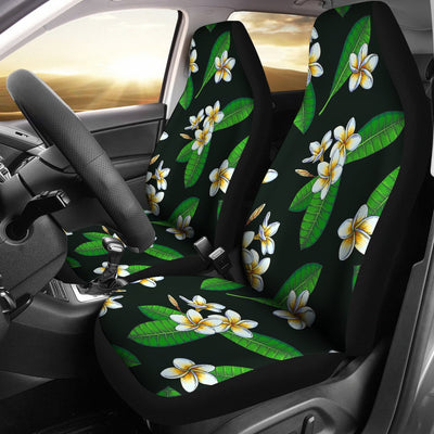 White Plumeria Pattern Print Design PM023 Universal Fit Car Seat Covers-JorJune