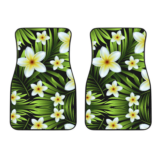 White Plumeria Pattern Print Design PM06 Car Floor Mats-JORJUNE.COM