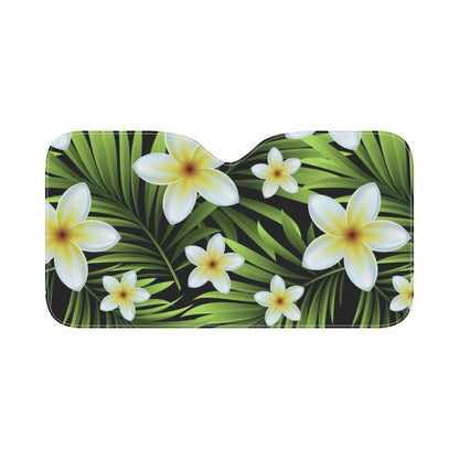 White Plumeria Pattern Print Design PM06 Car Sun Shade-JorJune
