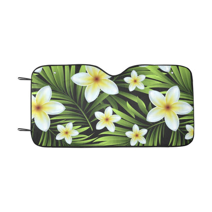 White Plumeria Pattern Print Design PM06 Car Sun Shade-JorJune