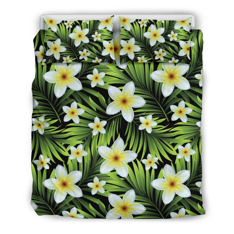 White Plumeria Pattern Print Design PM06 Duvet Cover Bedding Set-JORJUNE.COM