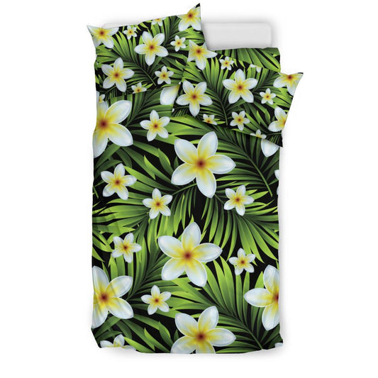White Plumeria Pattern Print Design PM06 Duvet Cover Bedding Set-JORJUNE.COM