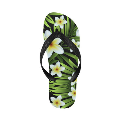 White Plumeria Pattern Print Design PM06 Flip Flops-JorJune