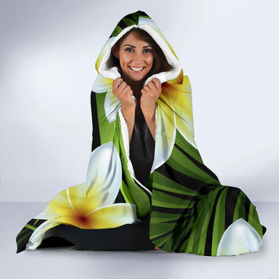 White Plumeria Pattern Print Design PM06 Hooded Blanket-JORJUNE.COM