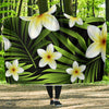 White Plumeria Pattern Print Design PM06 Hooded Blanket-JORJUNE.COM