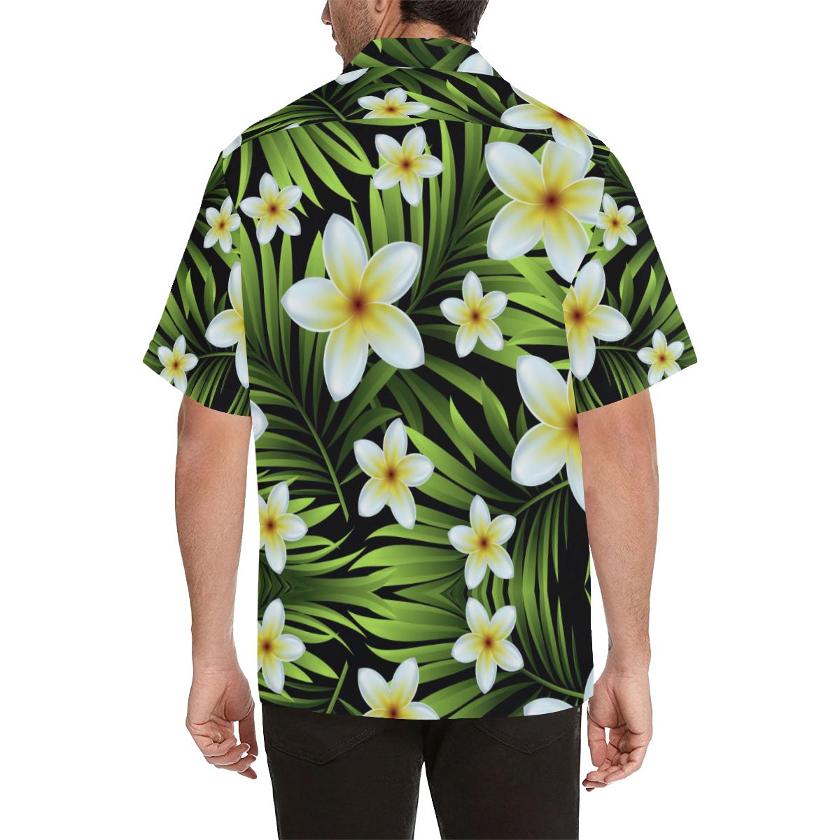 White Plumeria Pattern Print Design PM06 Men Hawaiian Shirt-JorJune