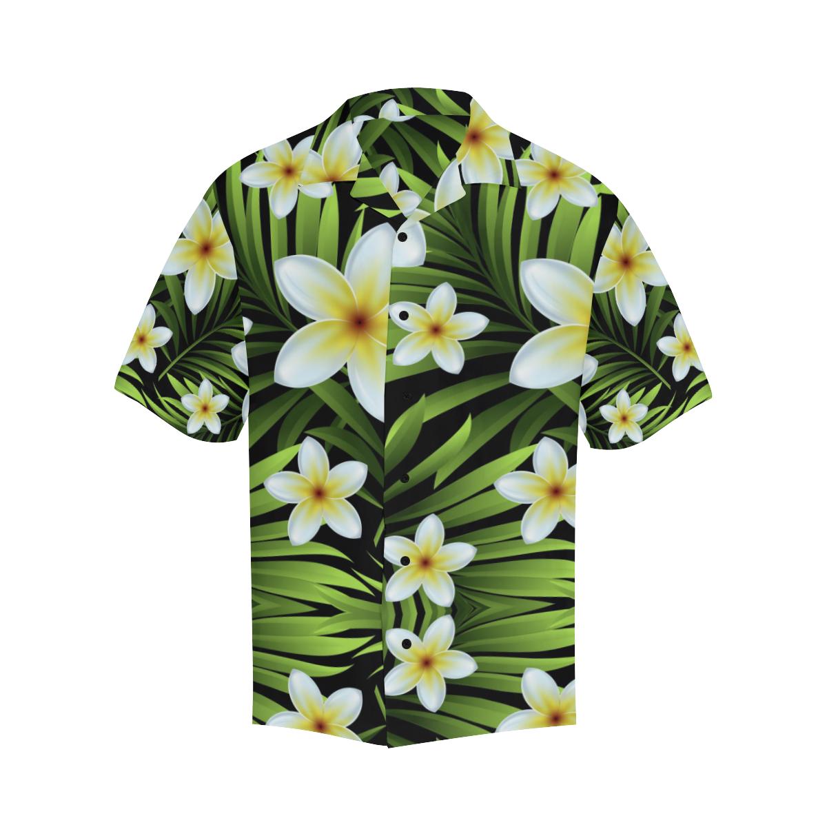 White Plumeria Pattern Print Design PM06 Men Hawaiian Shirt-JorJune