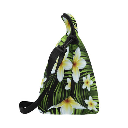 White Plumeria Pattern Print Design PM06 Neoprene Lunch Bag-JorJune