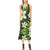 White Plumeria Pattern Print Design PM06 Sleeveless Open Fork Long Dress
