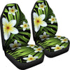 White Plumeria Pattern Print Design PM06 Universal Fit Car Seat Covers-JorJune