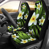 White Plumeria Pattern Print Design PM06 Universal Fit Car Seat Covers-JorJune