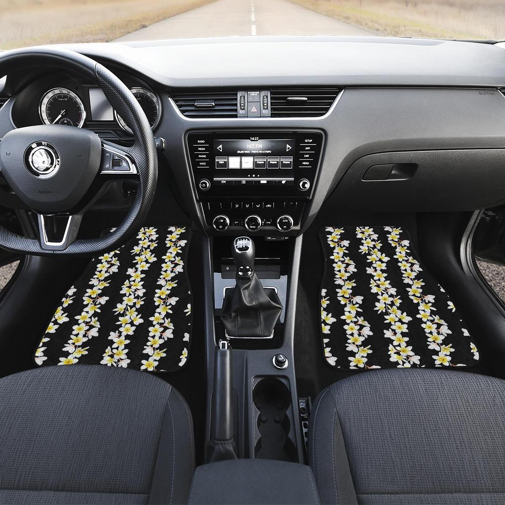 White Plumeria Pattern Print Design PM08 Car Floor Mats-JORJUNE.COM