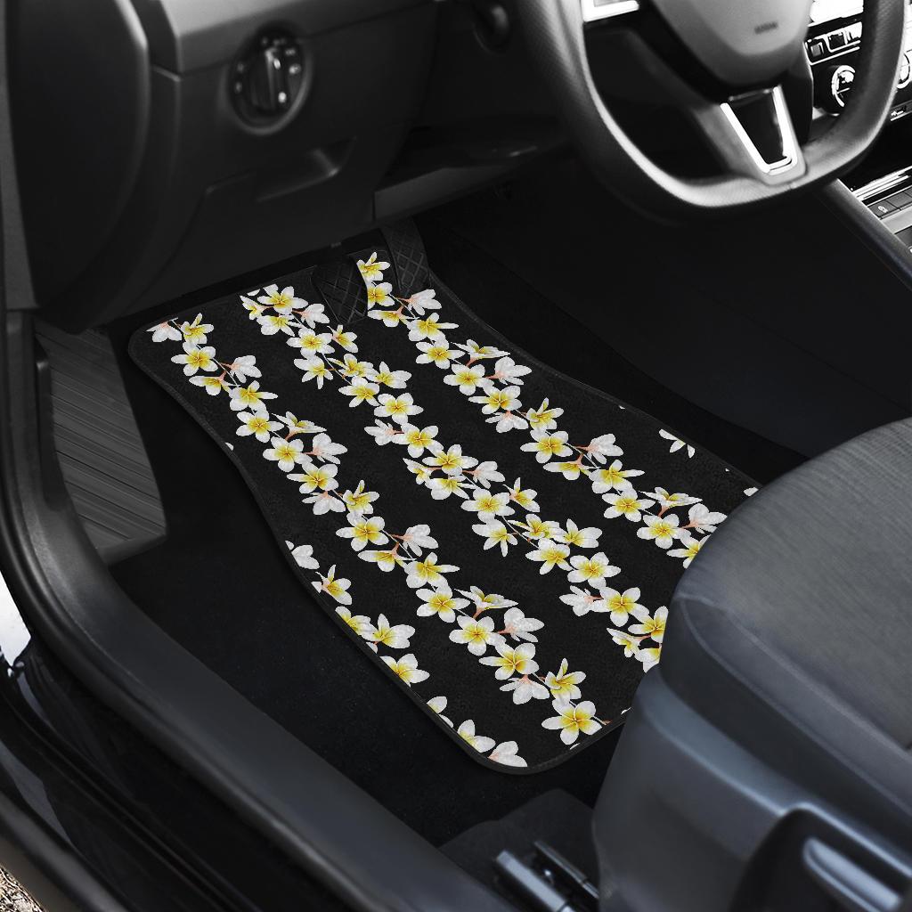 White Plumeria Pattern Print Design PM08 Car Floor Mats-JORJUNE.COM