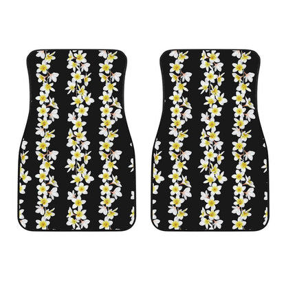 White Plumeria Pattern Print Design PM08 Car Floor Mats-JORJUNE.COM
