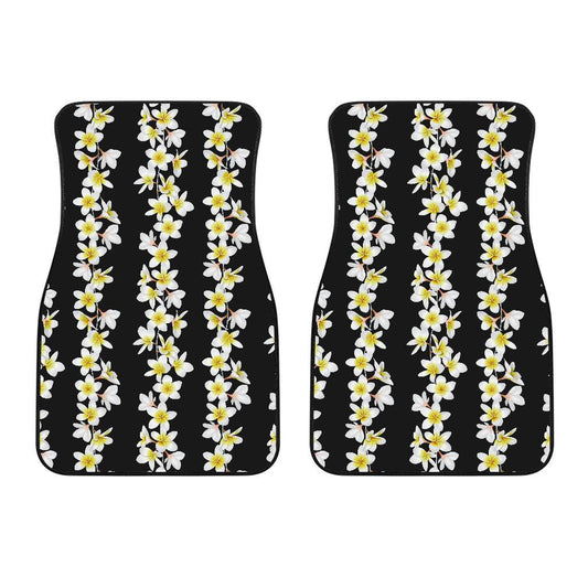 White Plumeria Pattern Print Design PM08 Car Floor Mats-JORJUNE.COM