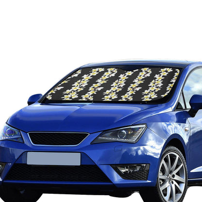 White Plumeria Pattern Print Design PM08 Car Sun Shade-JorJune