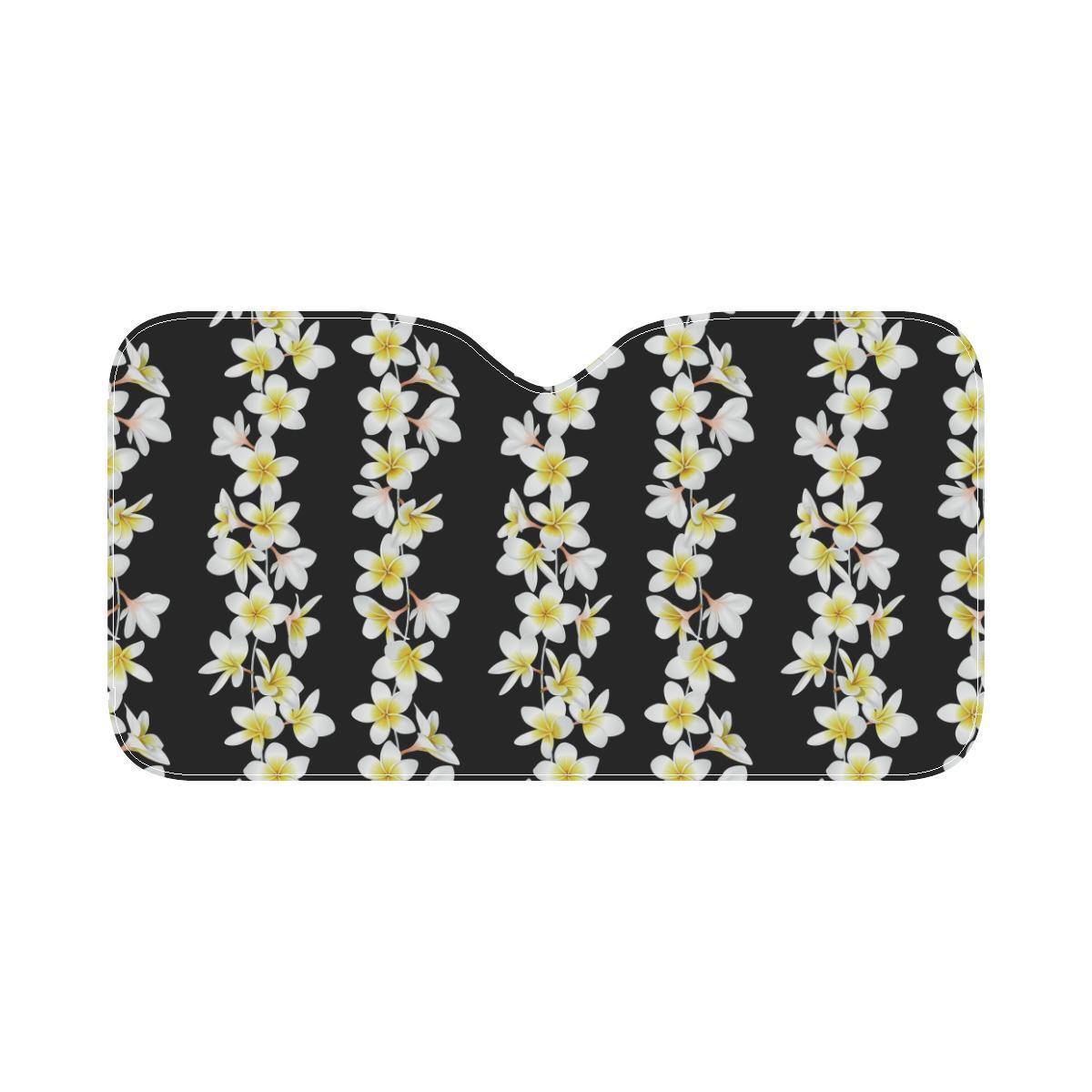 White Plumeria Pattern Print Design PM08 Car Sun Shade-JorJune