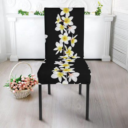 White Plumeria Pattern Print Design PM08 Dining Chair Slipcover-JORJUNE.COM