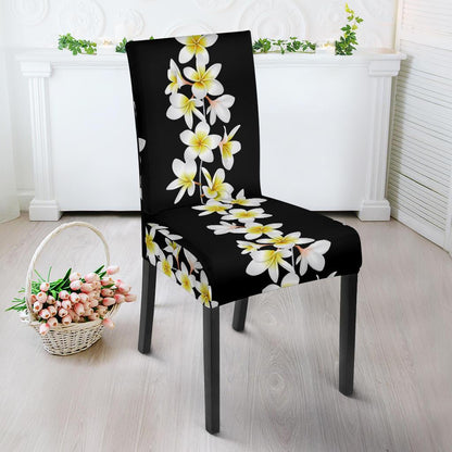 White Plumeria Pattern Print Design PM08 Dining Chair Slipcover-JORJUNE.COM