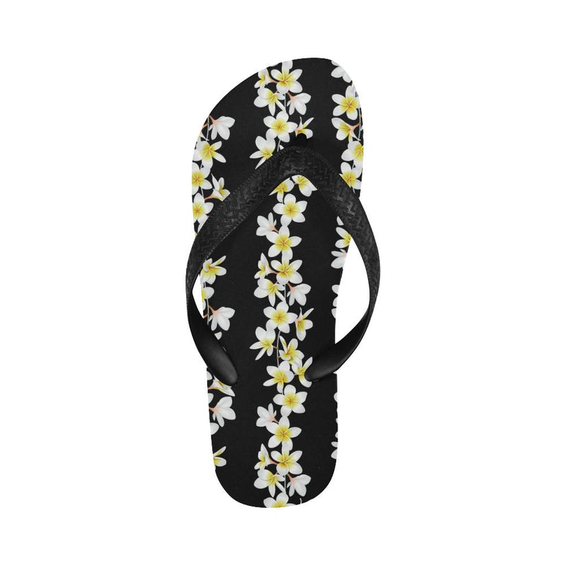 White Plumeria Pattern Print Design PM08 Flip Flops-JorJune