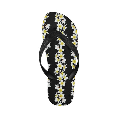 White Plumeria Pattern Print Design PM08 Flip Flops-JorJune