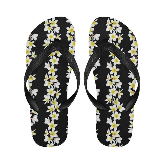 White Plumeria Pattern Print Design PM08 Flip Flops-JorJune