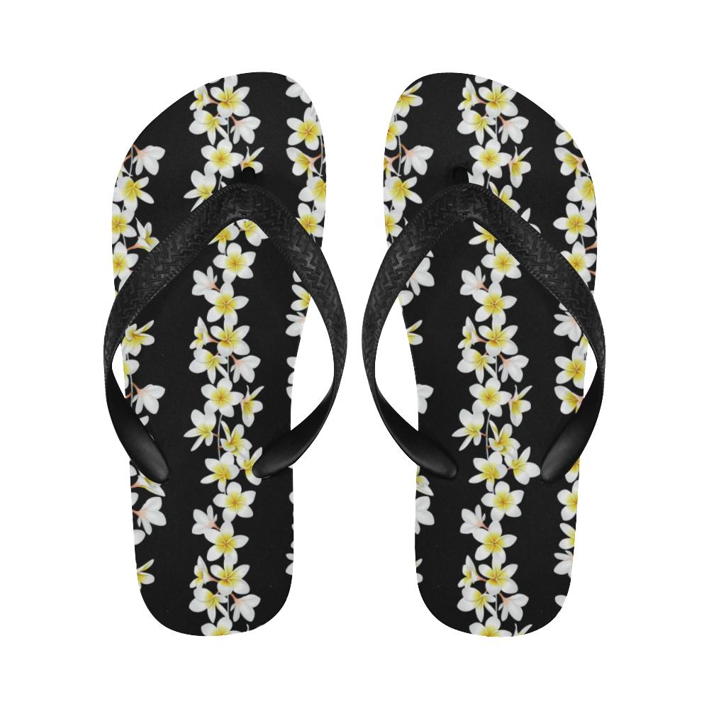 White Plumeria Pattern Print Design PM08 Flip Flops-JorJune