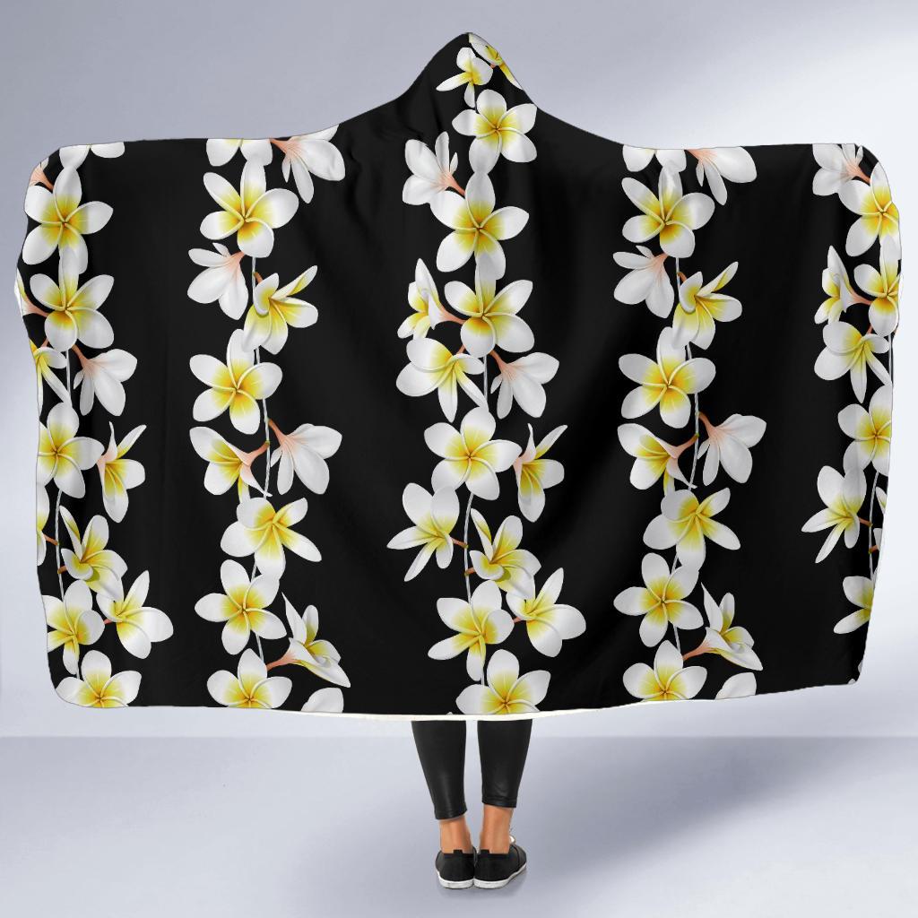 White Plumeria Pattern Print Design PM08 Hooded Blanket-JORJUNE.COM