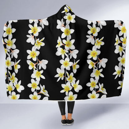 White Plumeria Pattern Print Design PM08 Hooded Blanket-JORJUNE.COM
