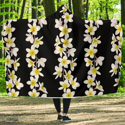 White Plumeria Pattern Print Design PM08 Hooded Blanket-JORJUNE.COM