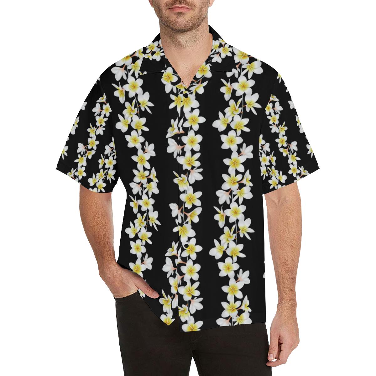 White Plumeria Pattern Print Design PM08 Men Hawaiian Shirt-JorJune