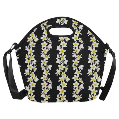 White Plumeria Pattern Print Design PM08 Neoprene Lunch Bag-JorJune