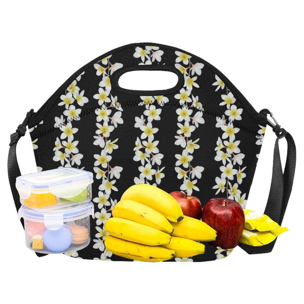 White Plumeria Pattern Print Design PM08 Neoprene Lunch Bag-JorJune