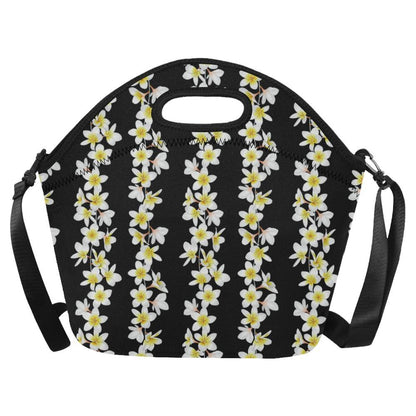 White Plumeria Pattern Print Design PM08 Neoprene Lunch Bag-JorJune