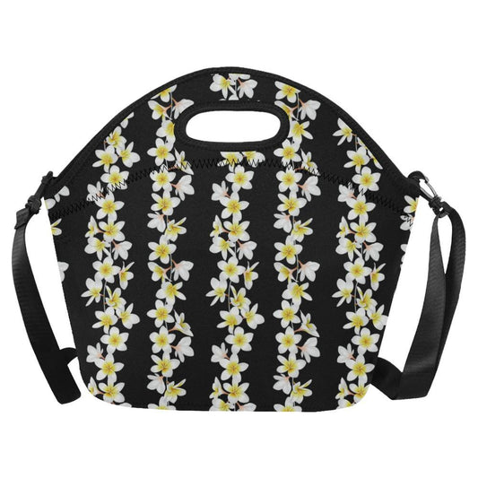 White Plumeria Pattern Print Design PM08 Neoprene Lunch Bag-JorJune