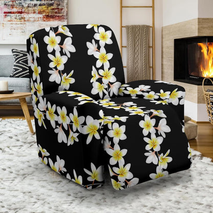 White Plumeria Pattern Print Design PM08 Recliner Slipcover-JORJUNE.COM