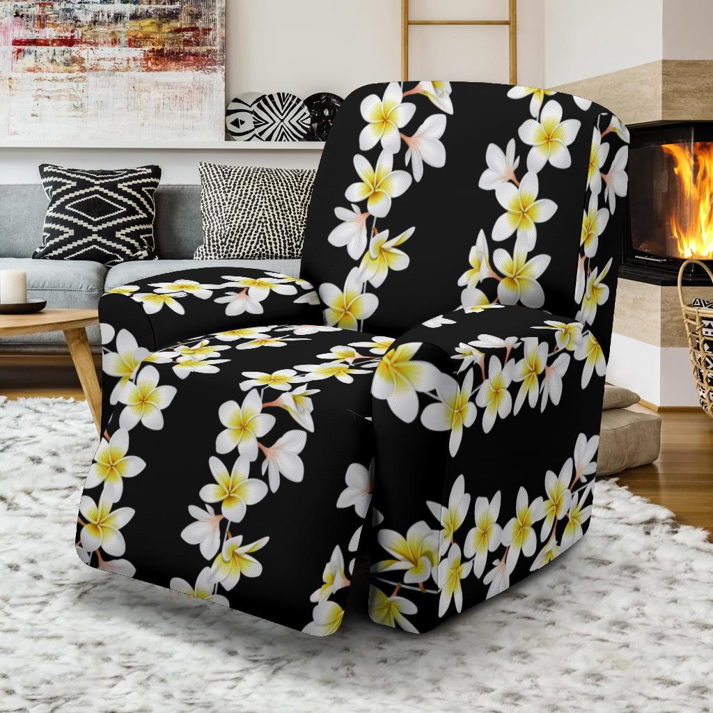 White Plumeria Pattern Print Design PM08 Recliner Slipcover-JORJUNE.COM
