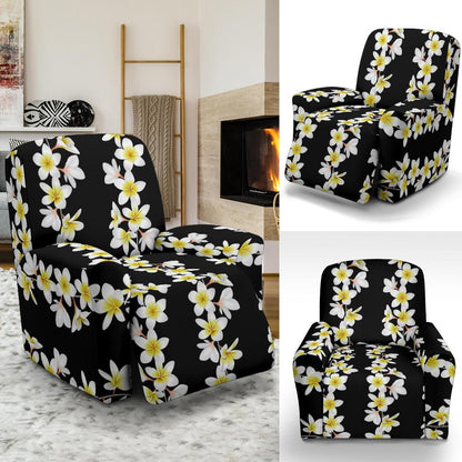 White Plumeria Pattern Print Design PM08 Recliner Slipcover-JORJUNE.COM