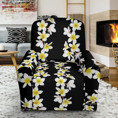White Plumeria Pattern Print Design PM08 Recliner Slipcover-JORJUNE.COM