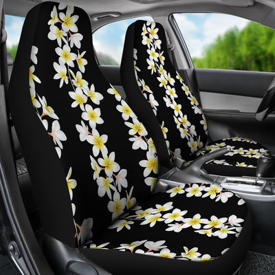 White Plumeria Pattern Print Design PM08 Universal Fit Car Seat Covers-JorJune