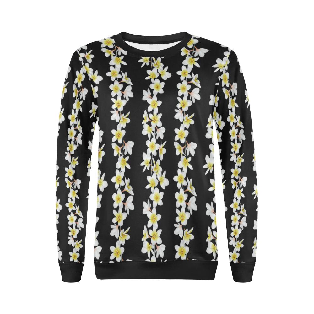White Plumeria Pattern Print Design PM08 Women Long Sleeve Sweatshirt-JorJune